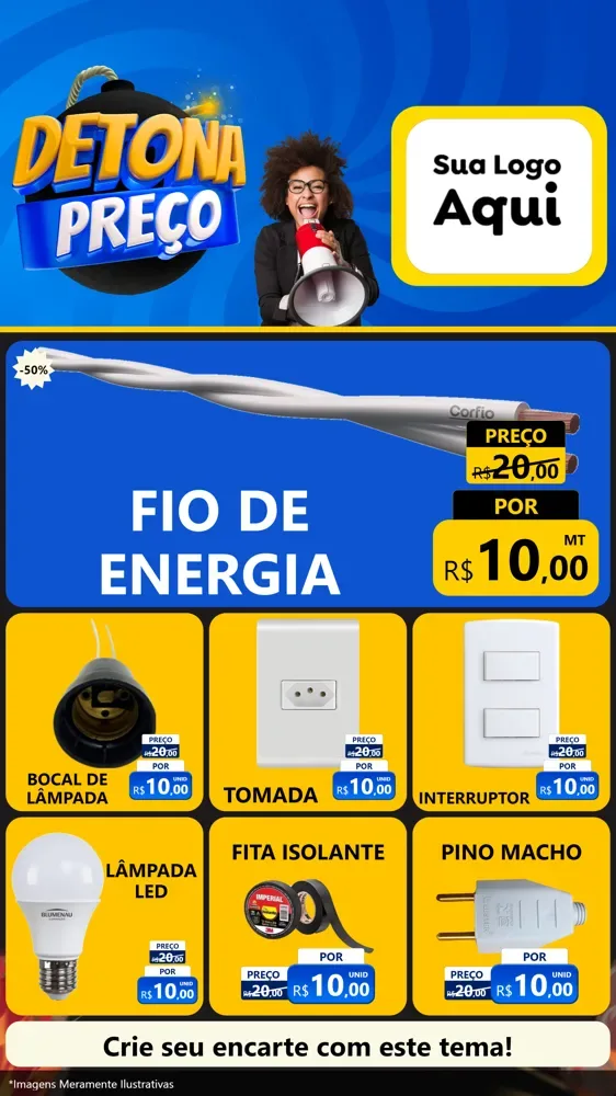 Modelo de Rede Social para Stories com o tema Detona Preços para Materiais Elétricos