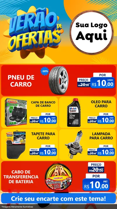 Modelo de TV para TV Vertical com o tema Verão de Ofertas para Auto peças