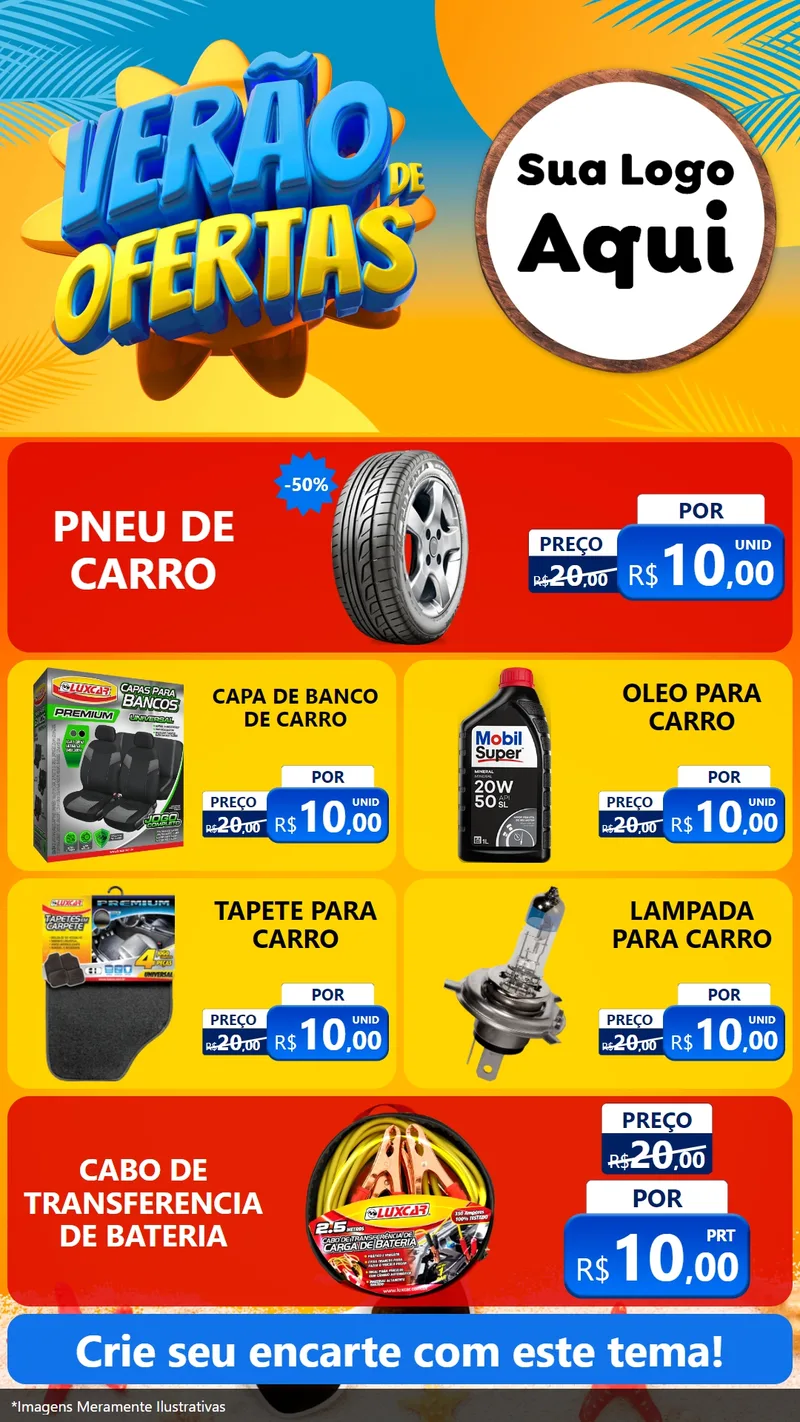 Modelo de TV para TV Vertical com o tema Verão de Ofertas para Auto peças