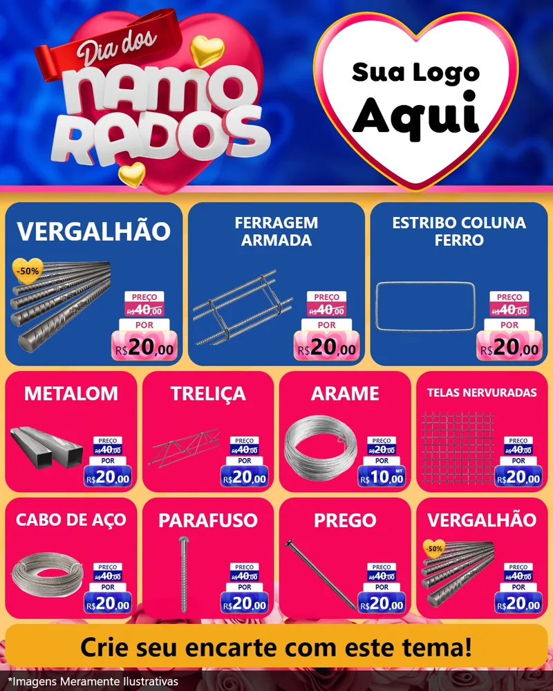 Modelo de Rede Social para Feed Instagram com o tema Dia dos namorados para Ferragens