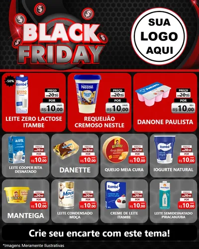Modelo de Rede Social para Feed Instagram com o tema Black Friday para Frios e Laticínios