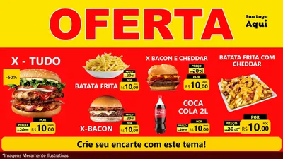 Modelo de TV para TV Horizontal com o tema OFERTA - Vermelho Cartaz para Hamburgueria