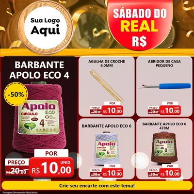 Modelo de Rede Social para Feed Facebook com o tema Sábado do Real para Armarinho e Aviamentos
