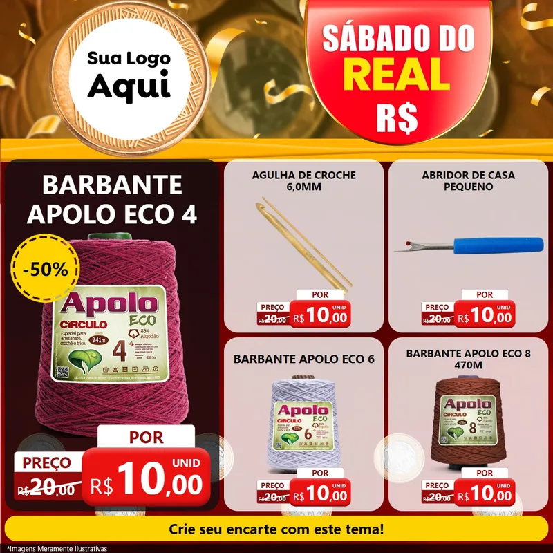 Modelo de Rede Social para Feed Facebook com o tema Sábado do Real para Armarinho e Aviamentos