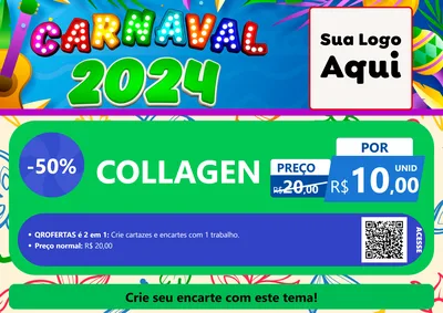 Modelo de Cartaz para Cartaz A4 Horizontal com o tema Carnaval 2027 para Suplementos alimentares