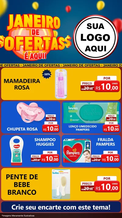 Modelo de TV para TV Vertical com o tema Janeiro de Ofertas É Aqui! para Bebês