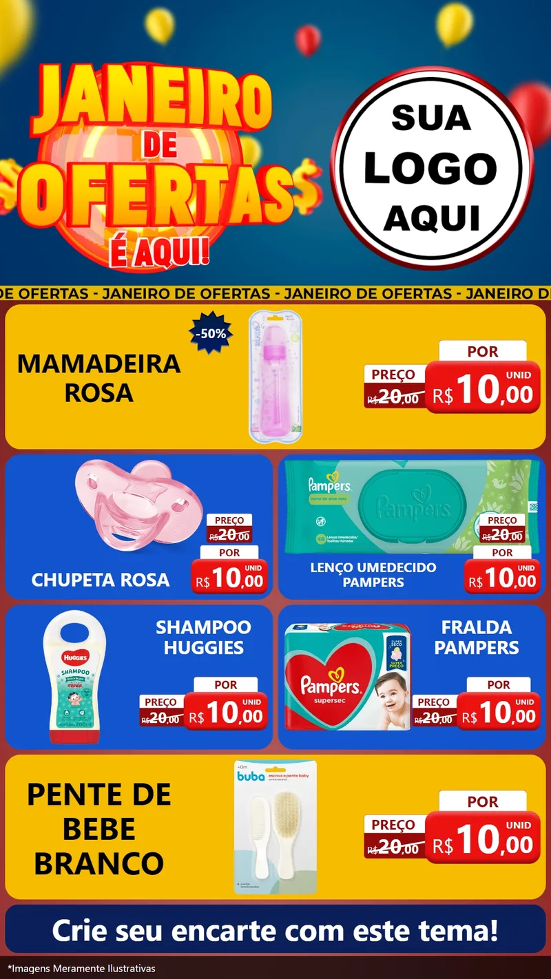 Modelo de TV para TV Vertical com o tema Janeiro de Ofertas É Aqui! para Bebês