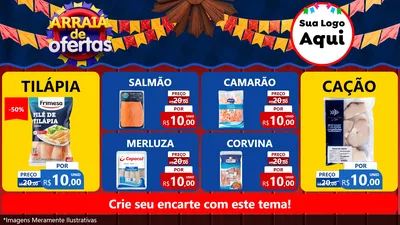 Modelo de TV para TV Horizontal com o tema Arraiá de Ofertas para Peixaria