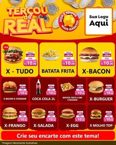Modelo de Rede Social para Feed Instagram com o tema Terçou do Real para Hamburgueria