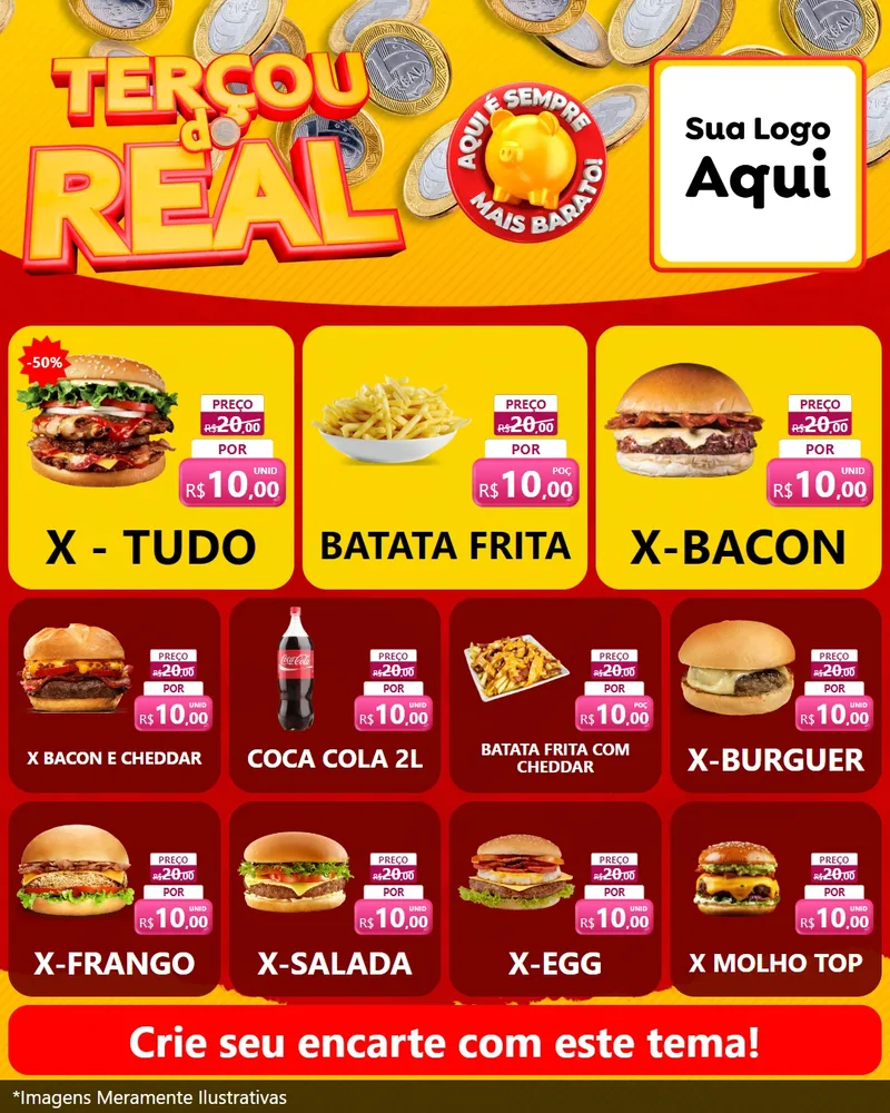 Modelo de Rede Social para Feed Instagram com o tema Terçou do Real para Hamburgueria