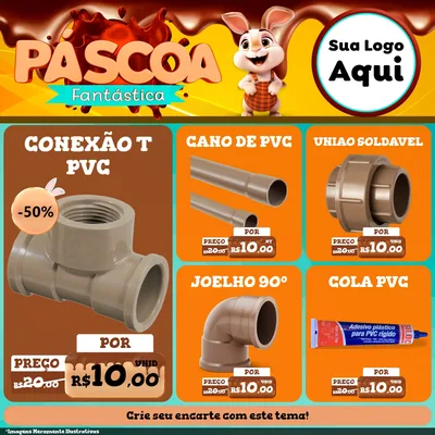 Modelo de Rede Social para Feed Facebook com o tema Páscoa Fantástica para Tubos e conexões