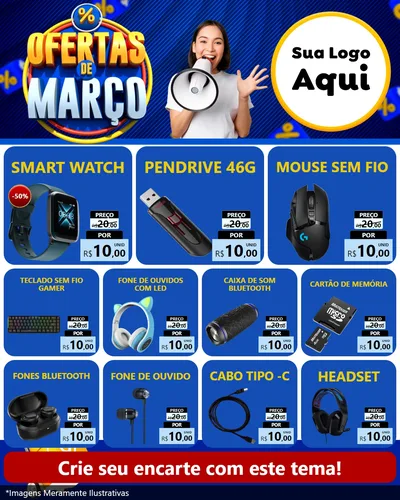 Modelo de Rede Social para Feed Instagram com o tema Ofertas de Março para Informática