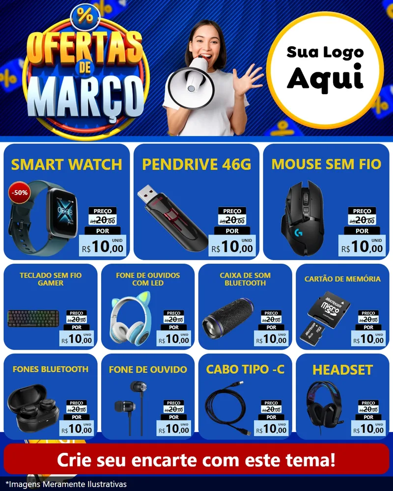 Modelo de Rede Social para Feed Instagram com o tema Ofertas de Março para Informática