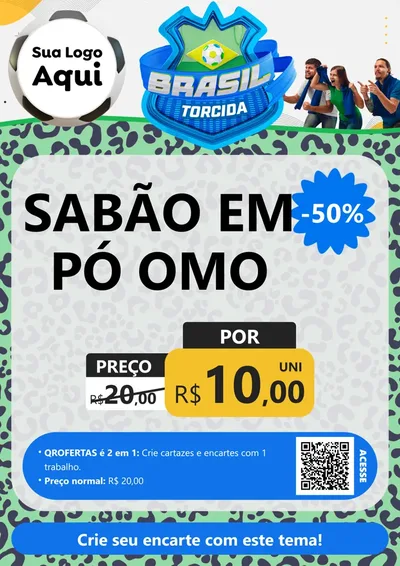 Modelo de Cartaz para Cartaz A4 Vertical com o tema Brasil Torcida - Copa para Produtos de Limpeza