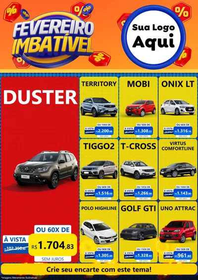 Modelo de Encarte para Encarte A4 Vertical com o tema Fevereiro Imbatível para Concessionaria de Carros