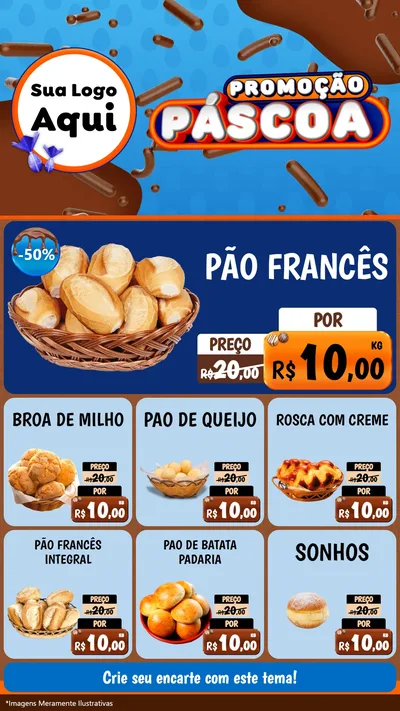 Modelo de Rede Social para Stories com o tema Promoção Páscoa para Padaria