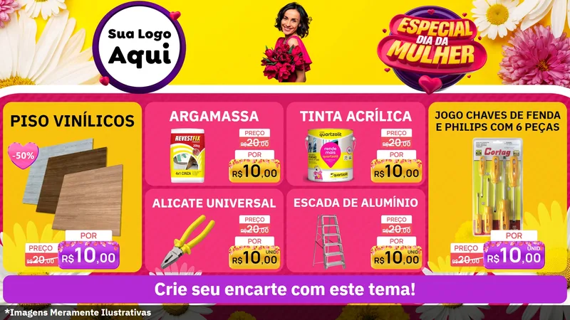 Modelo de TV para TV Horizontal com o tema Especial Dia da Mulher para Material para Construção
