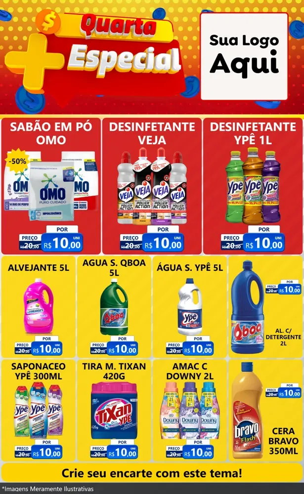 Modelo de Encarte para Encarte Grande com o tema Quarta Mais Especial para Produtos de Limpeza