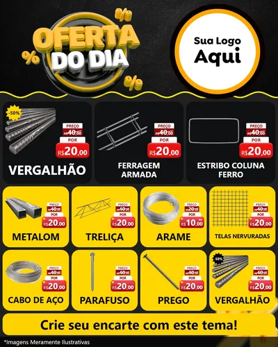 Modelo de Rede Social para Feed Instagram com o tema Oferta Do Dia para Ferragens