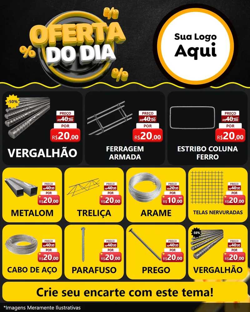 Modelo de Rede Social para Feed Instagram com o tema Oferta Do Dia para Ferragens
