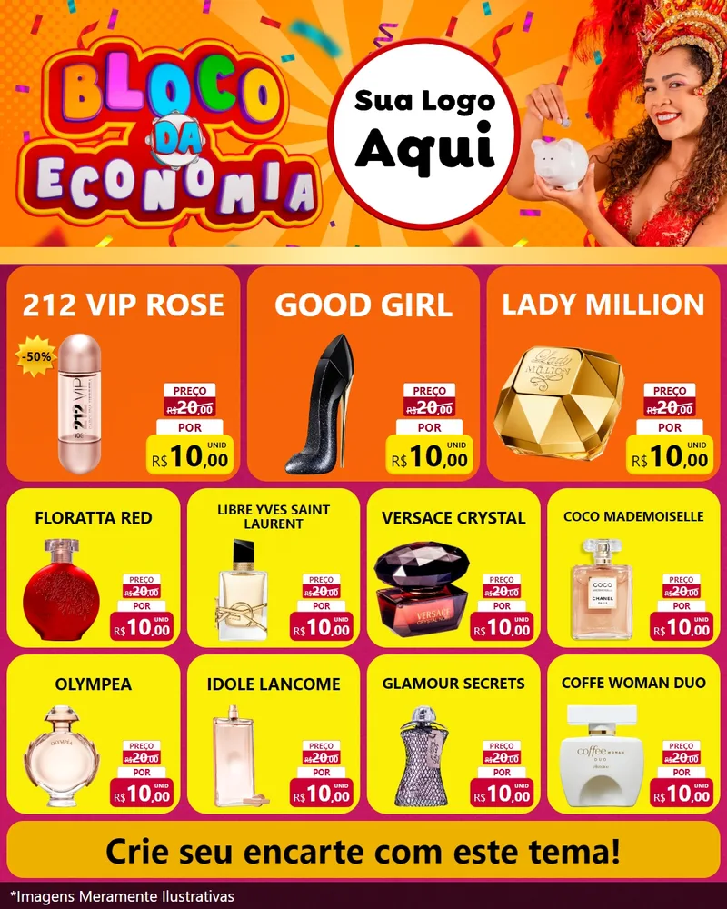 Modelo de Rede Social para Feed Instagram com o tema Bloco da Economia para Perfumes