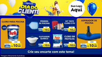 Modelo de TV para TV Horizontal com o tema Especial Dia do Cliente para Produtos para Piscina