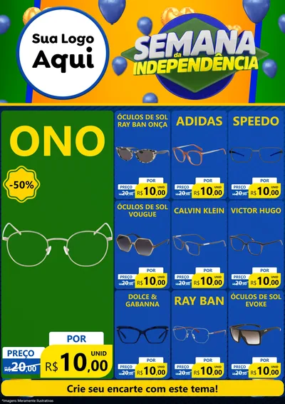 Modelo de Encarte para Encarte A4 Vertical com o tema Semana da Independência para Óticas