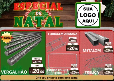 Modelo de Encarte para Encarte A4 Horizontal com o tema Especial de Natal para Ferragens
