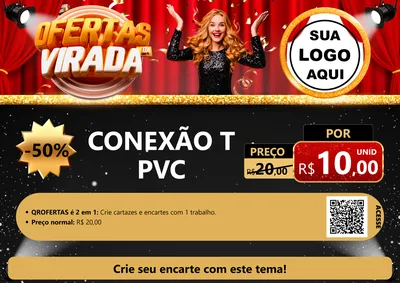 Modelo de Cartaz para Cartaz A4 Horizontal com o tema Ofertas da Virada para Tubos e conexões