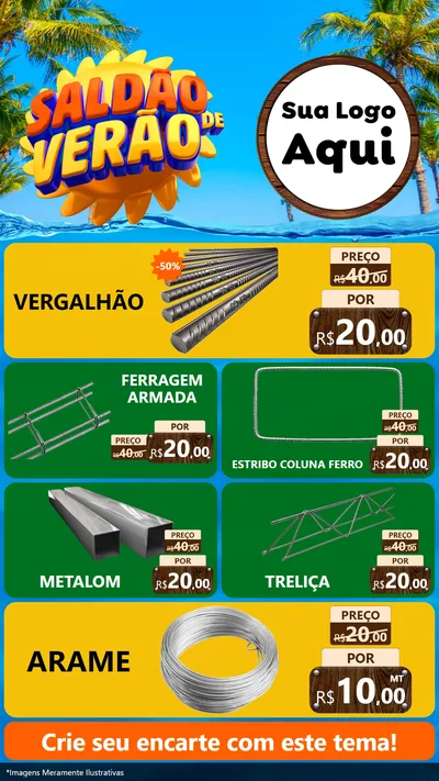 Modelo de TV para TV Vertical com o tema Saldão de Verão para Ferragens