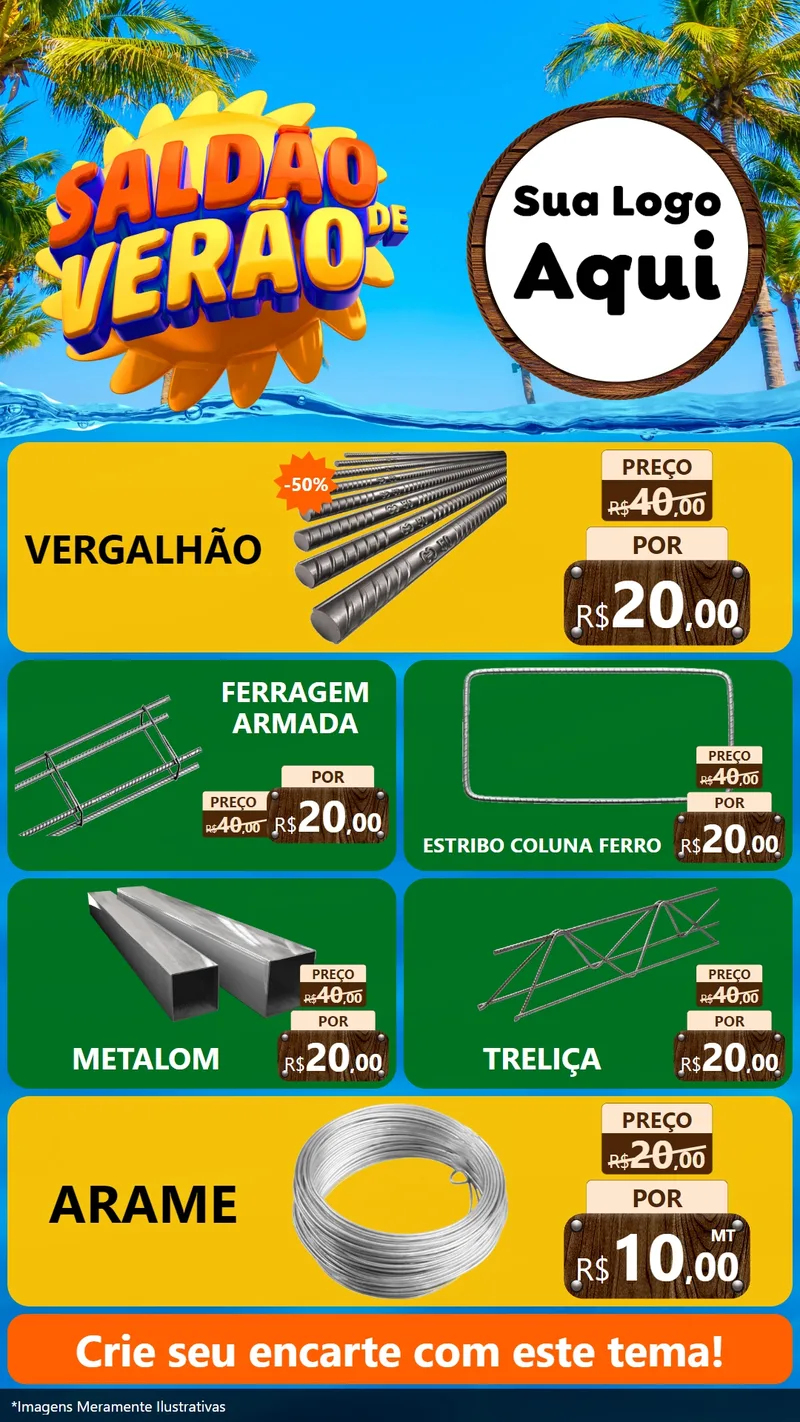 Modelo de TV para TV Vertical com o tema Saldão de Verão para Ferragens
