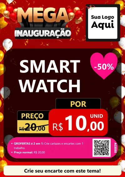 Modelo de Cartaz para Cartaz A4 Vertical com o tema Mega Inauguração para Informática