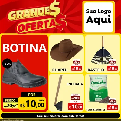 Modelo de Rede Social para Feed Facebook com o tema Grandes Ofertas para Agropecuária