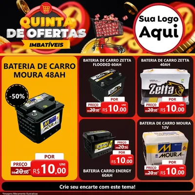 Modelo de Rede Social para Feed Facebook com o tema Quinta de Ofertas Imbatíveis para Baterias Elétricas