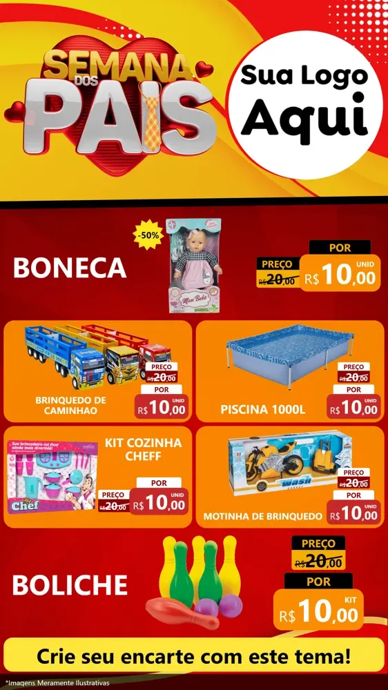 Modelo de TV para TV Vertical com o tema Semana Dos Pais para Brinquedos