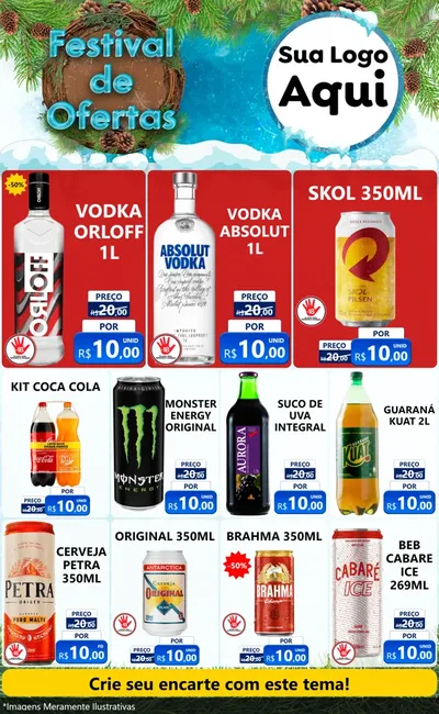 Modelo de Encarte para Encarte Grande com o tema Festival de Ofertas - Inverno para Distribuidora de bebidas