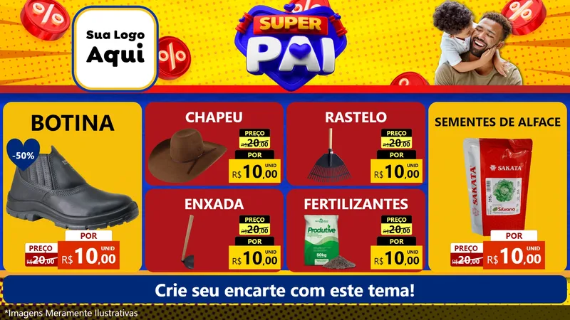 Modelo de TV para TV Horizontal com o tema Super Pai para Agropecuária