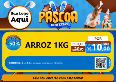 Modelo de Cartaz para Cartaz A4 Horizontal com o tema Páscoa de Ofertas para Supermercado