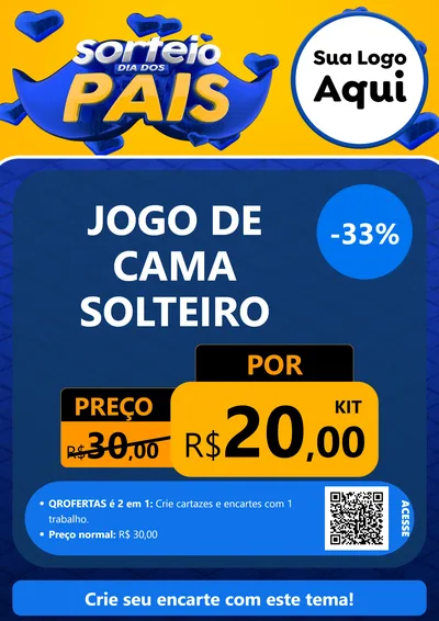 Modelo de Cartaz para Cartaz A4 Vertical com o tema Sorteio Dia dos Pais para Cama, Mesa e Banho