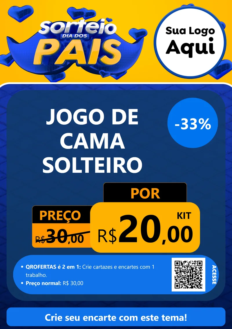 Modelo de Cartaz para Cartaz A4 Vertical com o tema Sorteio Dia dos Pais para Cama, Mesa e Banho