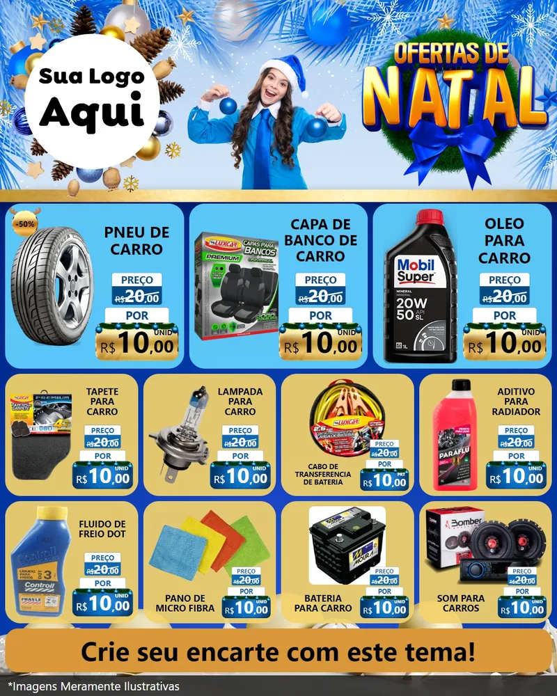 Modelo de Rede Social para Feed Instagram com o tema Ofertas de Natal para Auto peças