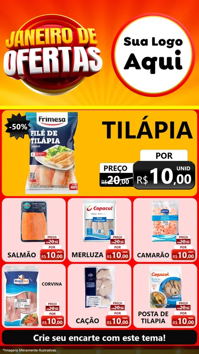 Modelo de Rede Social para Stories com o tema Janeiro de Ofertas para Peixaria