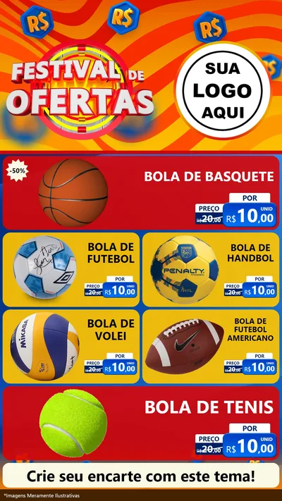 Modelo de TV para TV Vertical com o tema Festival de Ofertas para Artigos Esportivos