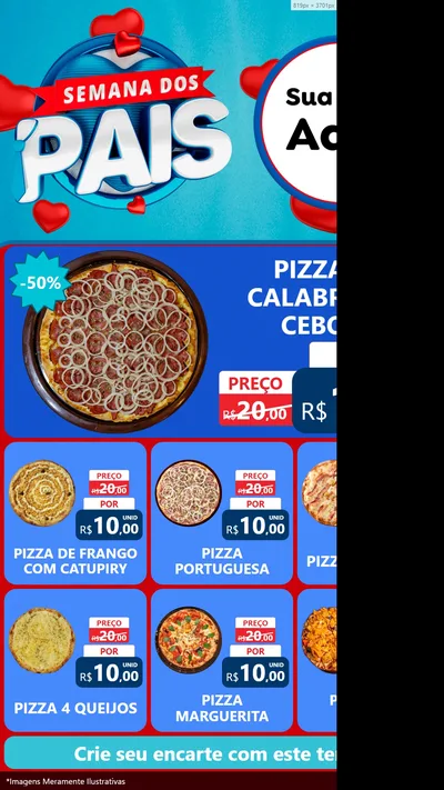 Modelo de Rede Social para Stories com o tema Semana Dos Pais para Pizzaria