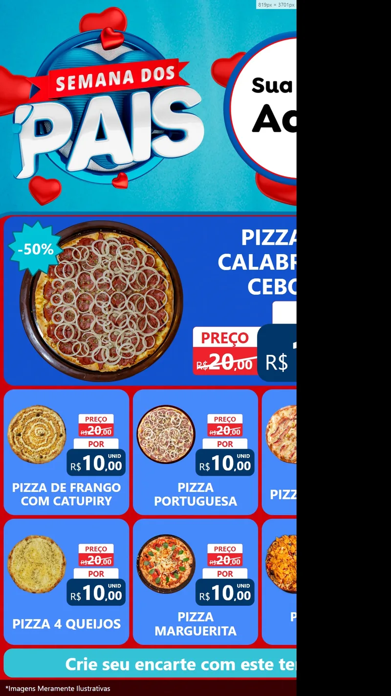 Modelo de Rede Social para Stories com o tema Semana Dos Pais para Pizzaria