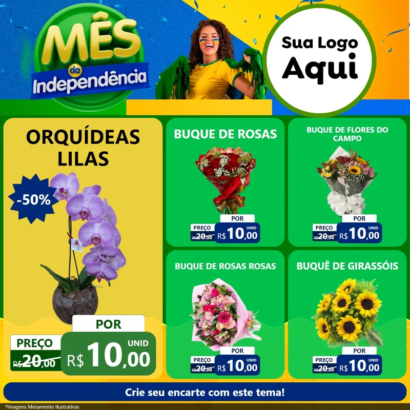 Modelo de Rede Social para Feed Facebook com o tema Mês da Independência para Floricultura e jardim