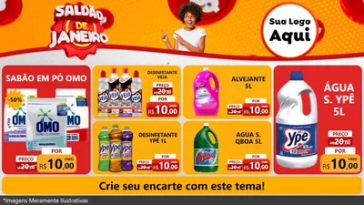 Modelo de TV para TV Horizontal com o tema Saldão de Janeiro para Produtos de Limpeza