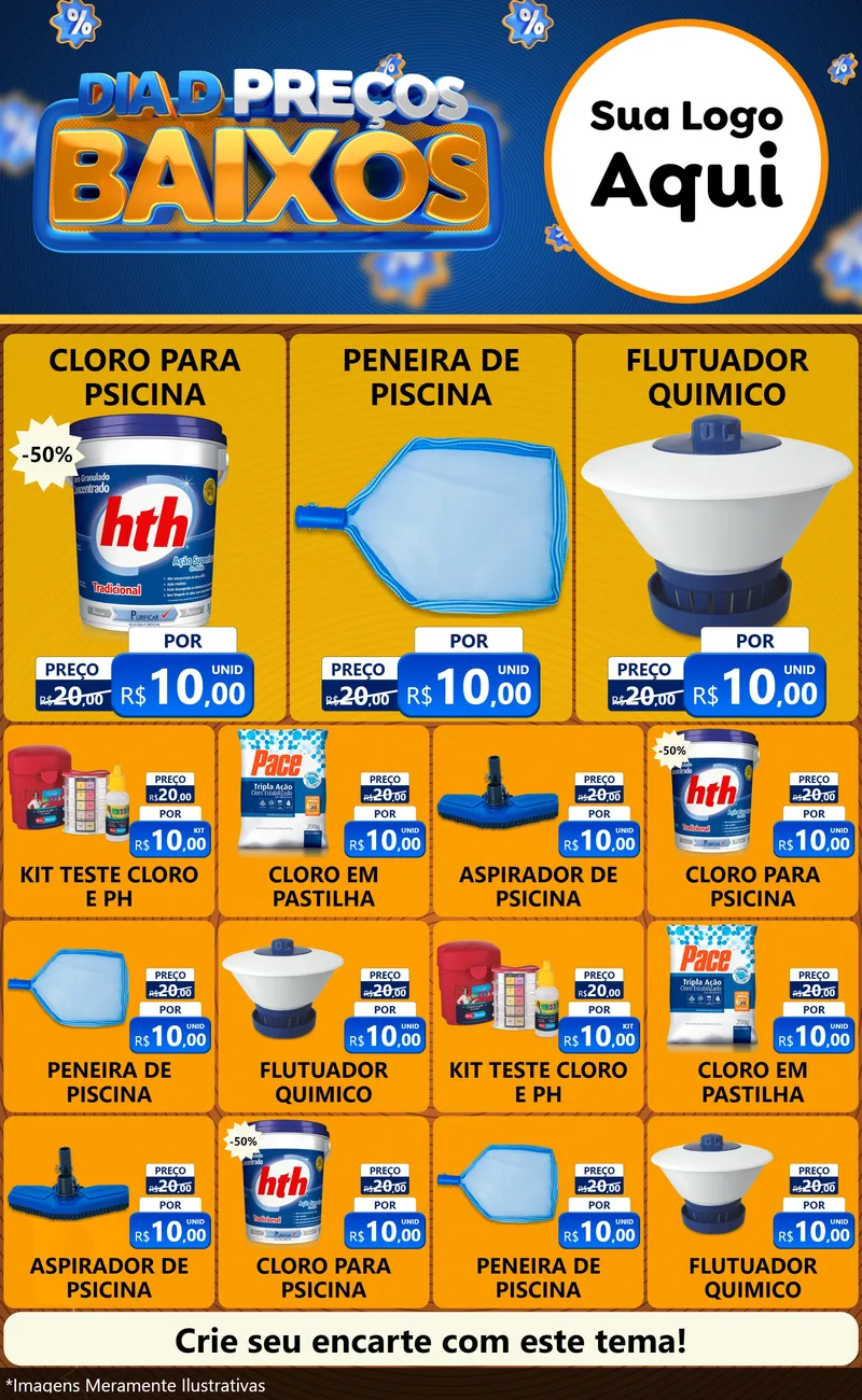 Modelo de Encarte para Encarte Grande com o tema Dia D Preço Baixo para Produtos para Piscina