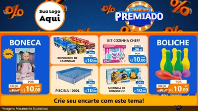Modelo de TV para TV Horizontal com o tema Janeiro Premiado para Brinquedos
