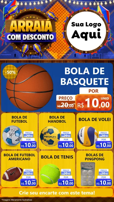 Modelo de Rede Social para Stories com o tema Arraiá Com Desconto para Artigos Esportivos